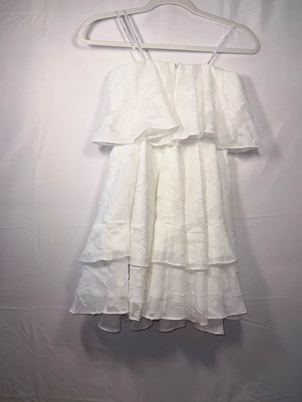 Lulu's True Lover Strapless Floral White Tiered Ruffle Mini Dress Size Small - Picture 15 of 16